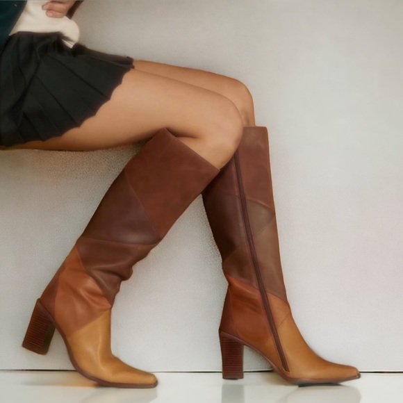 New Jeffrey Campbell x Free People Calimity KP Patchwork Colorblock Tall Leather - Picture 2 of 12